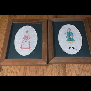 Vintage framed embroidery art
